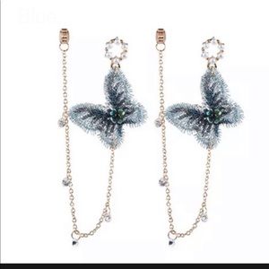 Butterfly Crystal Tassel Drop Earrings